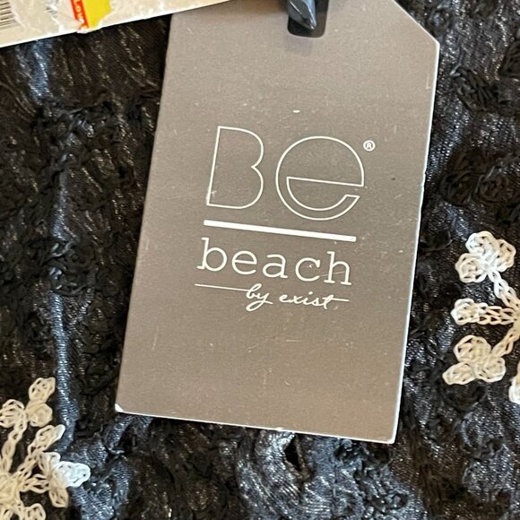 Be Beach by Exist Black Fringe Boho Poncho With Embroidered Floral Details  L/XL - Picture 7 of 14